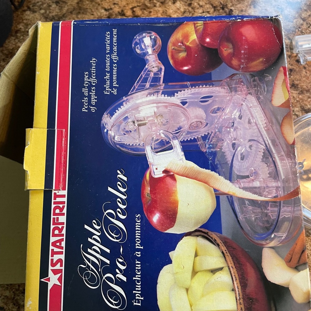 Starfrit Apple Pro-Peeler Manual Hand Crank Clear Fruit Peeler‎ with 3 Blades